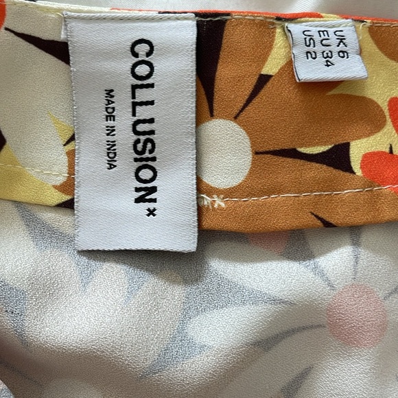 COLLUSION Satin Floral Print Column Maxi Skirt in Multi Color Size 2 EUC - Picture 8 of 9